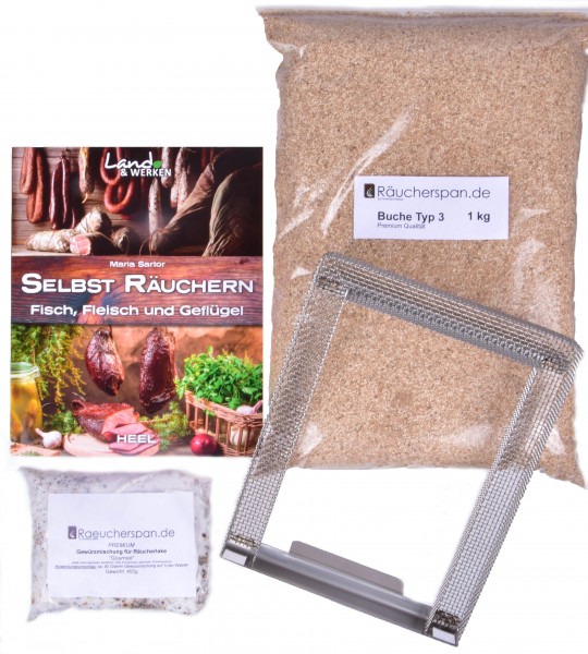 Komplettpaket Räuchern Jaeger Sparbrand, Buche, Räuchermehl, Pökellake Fertigmischung