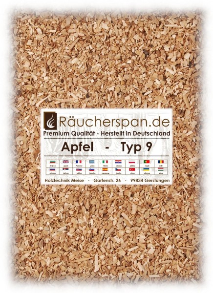 Apfel Räucherraspel grob, Typ 9, beste Premium Qualität für alle gängigen Rauchgeneratoren